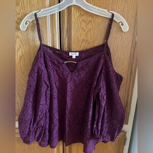 Lily White Purple Asymmetrical adjustable Spaghetti straps.